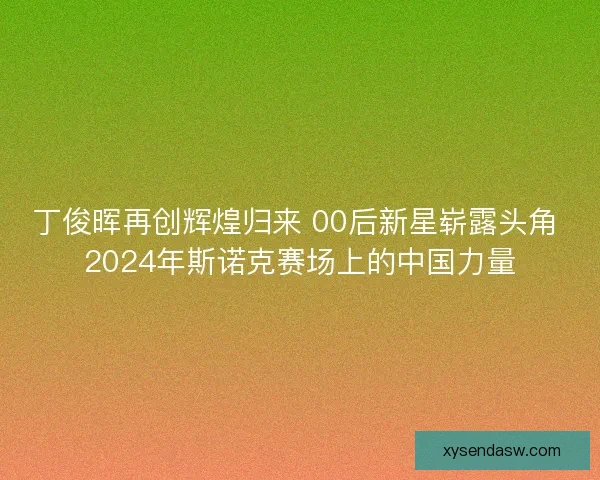 丁俊晖再创辉煌归来 00后新星崭露头角 2024年斯诺克赛场上的中国力量