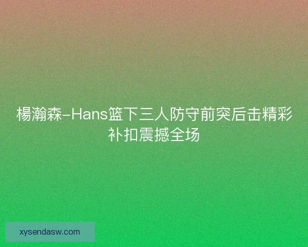 楊瀚森-Hans篮下三人防守前突后击精彩补扣震撼全场